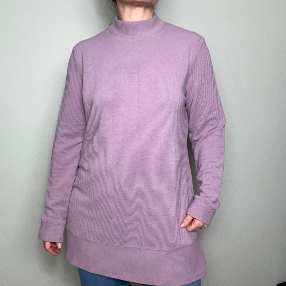Northern Reflections Mock Neck Ribbed Long Sleeve Top (Longer Length)
